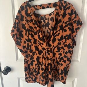3x SHEIN Brown and Black Leopard V-Neck Blouse
